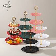 3 Tier Cupcake Stand Holder Plastic Cake Rack Suitable For Paper Cupcakes, Donuts, Fruit Trays - Multicolor - View 3