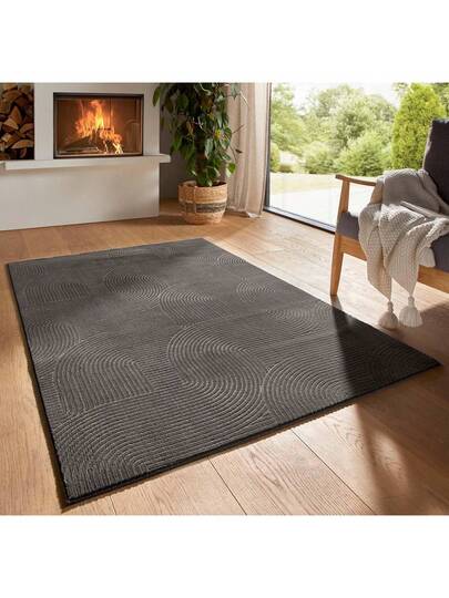 Taracarpet Short Pile Boho Sk Polyester Vloerkleed In 3D Look, Washable, Easy To Clean Robust, Ideal Living Room, Bedroom Children's Also As Bath Mat, Anthracite Waves, 050 080 Cm view 6