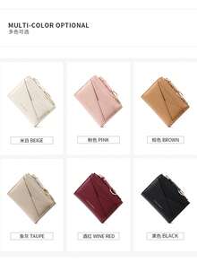 New Women Wallet & Key Asymmetric Design Ultra-Thin Compact Bifold Zipper Coin Purse For Women Mini Wallet Purse Wallet Small Wallet Card Wallet Coin Wallet Money Wallet Cute Wallet Wallet Keychain Lanyard Key Holder