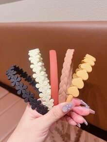 8 sztuk minimalistycznych, uniwersalnych plastikowych opasek na głowę w kształcie zębów, codzienne akcesoria do włosów dla kobiet, odpowiednie do noszenia na co dzień i do użytku domowego - Wielokolorowe - Zobacz 3