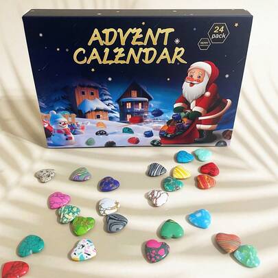 24pcs Christmas Advent Calendar With Crystal Gems, 24-Day Christmas Countdown Calendar, Children's Gift
