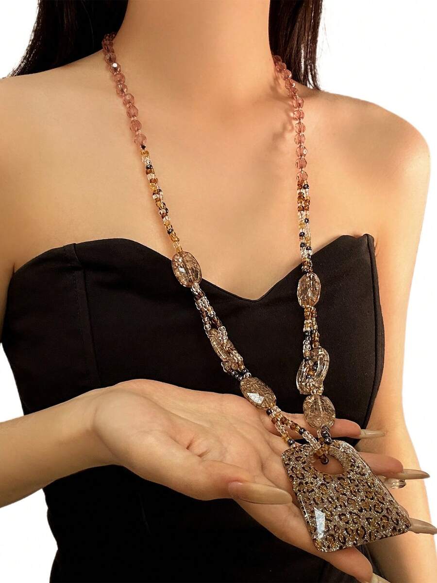 1 Stück Leopard und Zebra Muster Anhänger Halskette, Vintage-Stil Choker Halskette