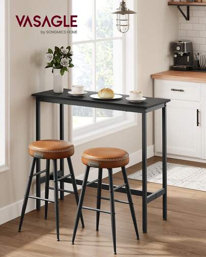 VASAGLE Bar Table, Narrow Long Kitchen Dining Table, Sturdy Metal Frame, Industrial, 15.7 X 39.4 X 35.4 Inches