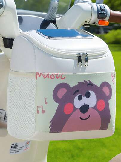 1pc Cute Electric Scooter Front Hanging Bag, Large Capacity Storage Pouch, Raincoat & Miscellaneous Items Organizer