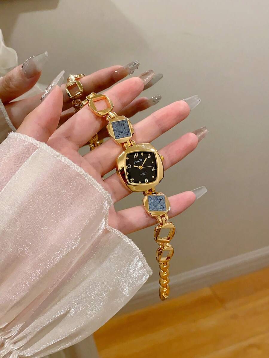 1pc Vintage Personalized Polygonal Dial Women's Watch, Fashion Minimalist Elegant Luxury Petite Classic Quartz Ladies Wrist Watch Suitable For Daily Wear, Parties And Other Occasions - 灰色 - 查看 1