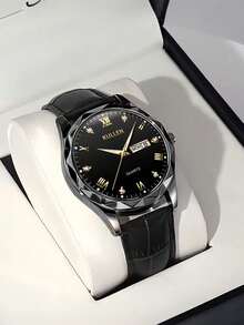 1pc Women's Elegant High-End Luxury Casual Quartz Watch, Stainless Steel Band With Dual Calendar, Date & Day Display, Rhinestone Accents, Suitable For Night Fishing & Adventure, Fashionable Oversized Casual Watch - Multicolor - View 12