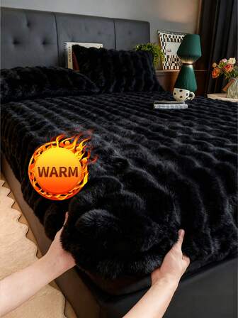 1pc Flannel Fitted Sheet, Bedding, Cozy Home Textile, Soft-Comfortable Mattress Cover, Solid Color Sheet, Deep Pocket, Bed Sheet Only-Without Pillowcase, Machine Washable, Bedding Gifts, Fits For Twin Full King Queen Size Beds, Suitable For Fall And Winter, Room Decor, Winter Decor