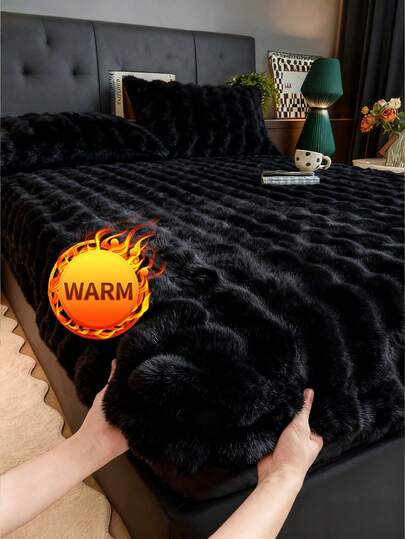 1pc Flannel Fitted Sheet, Bedding, Cozy Home Textile, Soft-Comfortable Mattress Cover, Solid Color Sheet, Deep Pocket, Bed Sheet Only-Without Pillowcase, Machine Washable, Bedding Gifts, Fits For Twin Full King Queen Size Beds, Suitable For Fall And Winter, Room Decor, Winter Decor