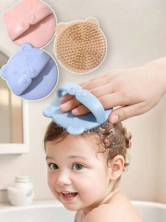 1pc Small Silicone Face Brush, Baby Hair Washing Brush, Deep Cleansing For Blackheads, Soft Round Baby Bath Brush
