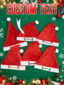 1 Piece Custom Text Christmas Hat Personalized Gingerbread Man Holiday Cap For Adults Kids Xmas Party Decorative Headwear Gift - Red - View 3