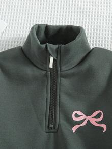 2pcs Tween Girls Casual Butterfly Print Dropped Shoulder Crew Neck Long Sleeve Sweatshirt And Pants Set, Thermal Lined Hoodie And Trousers Outfit, Autumn/Winter - Grey - View 3