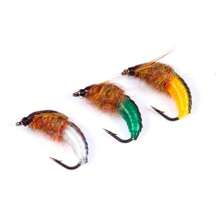 3-Pack Caddisfly Nymph Fly Fishing Lures, Realistic Salmon Imitation With Soft Feathers, Hand-Tied Hooks For River Stream Fishing, Beginner Fly Tying Kit With Instruction Guide - 12# - View 3