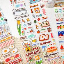 1 Roll/Bag Tape, One Bite Dessert Series, Cute Cartoon Dessert Theme Shimmer Film Die-Cut Tape, Scrapbook Supplies, Notebook Accessories, Decorative Photo Frames, Computer And Phone Cases, Water Cups, Junk Magazines, Pencil Cases, Desktop Decorative Stickers, Back-To-School Season Stickers, School Supplies