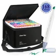 Chen Rui Chen Rui 48/60/80/120/168/180 Colors Dual Tip Art Art Markers Brush & Chisel Permanent Marker Pens With Base Perfect For Artist Adults Anime Coloring Sketching Illustrations And Card Making Gift For Christmas And New Year Back To School- Refillable