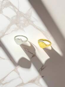 1pc Minimalist High Polished Round Ring, Unisex Couple Fashion Personalized Finger Ring, Hip-Hop, Non-Fading - Silver - View 9