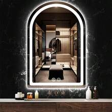 ShangPuYun LED Bathroom Mirror With Lights, Anti-Fog, Dimmable Shower Mirrors, High Definition Makeup Mirrors, Wall-Mounted Vanity Mirrors, Memory Function, Tempered Glass,Shatter-Proof, US Standard Plug/Switch , Size 24*16inch, Bathroom Decor - Xem 7