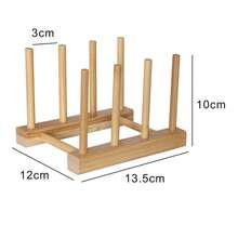 Estante multiusos de bambú, puede almacenar platos, tazones, tazas, libros, tapas de ollas, tablas de cortar, estante de secado, estante de escurrido, estante de almacenamiento, adecuado para gabinetes de cocina (mantener seco) - Marrón - Ver 14