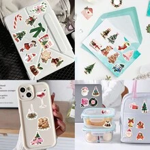 100Pcs Cartoon Christmas Stickers Cute Merry Christmas Stickers Christmas Decor Cute Christmas Party Gifts Stickers Stickers For Water Bottle, Hydroflask, Guitar, Luggage, Phone, Case, Laptop, Skateboard, Gift - AC - View 3