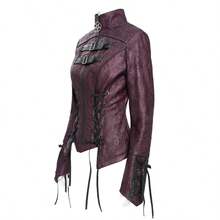 Devil fashion Áo khoác ngắn phong cách Punk Rock dành cho nữ - Đỏ - Xem 5