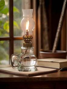 1 pieza Lámpara de aceite de vidrio vintage - Luz decorativa de ambiente, adecuada para el hogar, exterior, interior, también se puede usar como iluminación de emergencia y lámpara a prueba de viento (líquido no incluido), decoración del hogar, decoración de la habitación, decoración navideña, San Valentín, decoración de Pascua, regalo de Año Nuevo - Multicolor - Ver 4