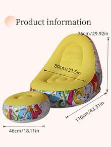 1pc Inflatable Sofa, Inflatable Camping Chair, Inflatable Slouchy Sofa, Inflatable Chair, Foldable Portable Inflatable Chair, Suitable For Living Room, Bedroom, Reading Room, Bedroom, Balcony, Outdoor Camping, Easy To Store And Carry, Leisure And Entertainment, Dorm, Backrest Chair - Multicolor - View 14
