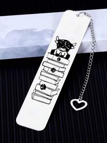 1pc Charming Highland Cow Stainless Steel Bookmark, Perfect Bookmark Gift For Farmers And Animal Lovers - Multicolor - View 4