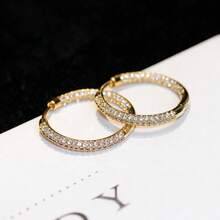 Luxuriöse, elegante, übertriebene, glänzende Creolen mit kubischem Zirkonia, geeignet für den täglichen Gebrauch von Frauen, Partys und Veranstaltungen, Geschenk für Herbst/Winter, Weihnachten, Valentinstag