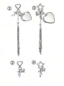 Metal Lipstick Holder Bag Charm With Replaceable& Stainless Steel Net Pocket, Heart & Star Decor Lipstick Case Keychain With Mini Mirror, Fashionable Hanging Decoration For Lip Balm & Cosmetics, Stylish Bag Pendant For Handbags & Purses, Portable Makeup Accessory For Women, Girls, Beauty Lovers & Gift-Giving