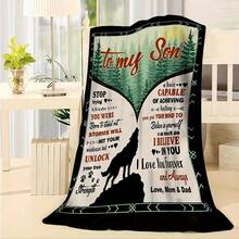 I'm Giving My Son A Fleece Blanket - A Heartwarming Design With Heartfelt Messages, A Heartfelt Message Design, Made With Love,Super Soft Flannel Printed  Blanket, As Birthday Gifts, Family, Wedding, Souvenir Blankets, Polyester Blankets Suitable For All Seasons, Washable, Machine Washable, Lightweight, Breathable, Comfortable, Warm, Unique, 280gsm For HimPersonalized Ideal Gifts For Her.  Perfect Nap, Camping, Travel, Home, Daily Life, Office Decoration, Birthday, Anniversary, Valentine's Day, Thanksgiving, Christmas, Halloween, Wedding, New Year Gifts ,Sofa,Bed,Car,Bedroom,Living Room,Office,  Outdoor Camping, Beach,Wall Decoration - Nhiều màu 2 - Xem 4