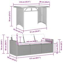 vidaXL 2-tlg. Garten-Essgruppe mit Kissen Schwarz Poly Rattan