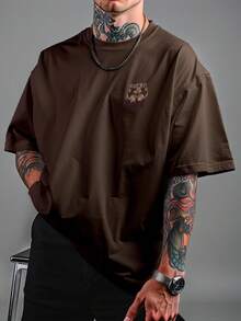 Over Quero Café Streewear Unisex T-Shirt Ref4014 - 鏽棕色 - 查看 2