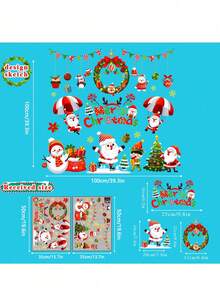 2pcs Christmas Window Clings Decorations,Static Christmas Window Sticker Decal,Large & Adjustable Double Sided Xmas Decal Ornament For Holiday New Year Party Home Store Winter Decor Wall Stickers Room Decor Wall Sticker Wall Decor Stickers Home Decor Christmas Decorations Christmas Decorations Home