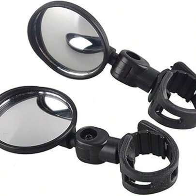 Espejo retrovisor redondo de ángulo amplio ajustable con rotación de 360 grados para manillar, universal para sillas de ruedas y espejos retrovisores de scooter, adecuado para sillas de ruedas