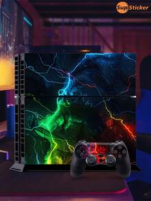 3片/套 冰蓝、红色和金色大理石纹科幻霓虹灯图案贴膜，兼容游戏机，防刮擦、耐用、无气泡、易于粘贴、防水耐磨PVC材质 - 彩色 - 查看 8