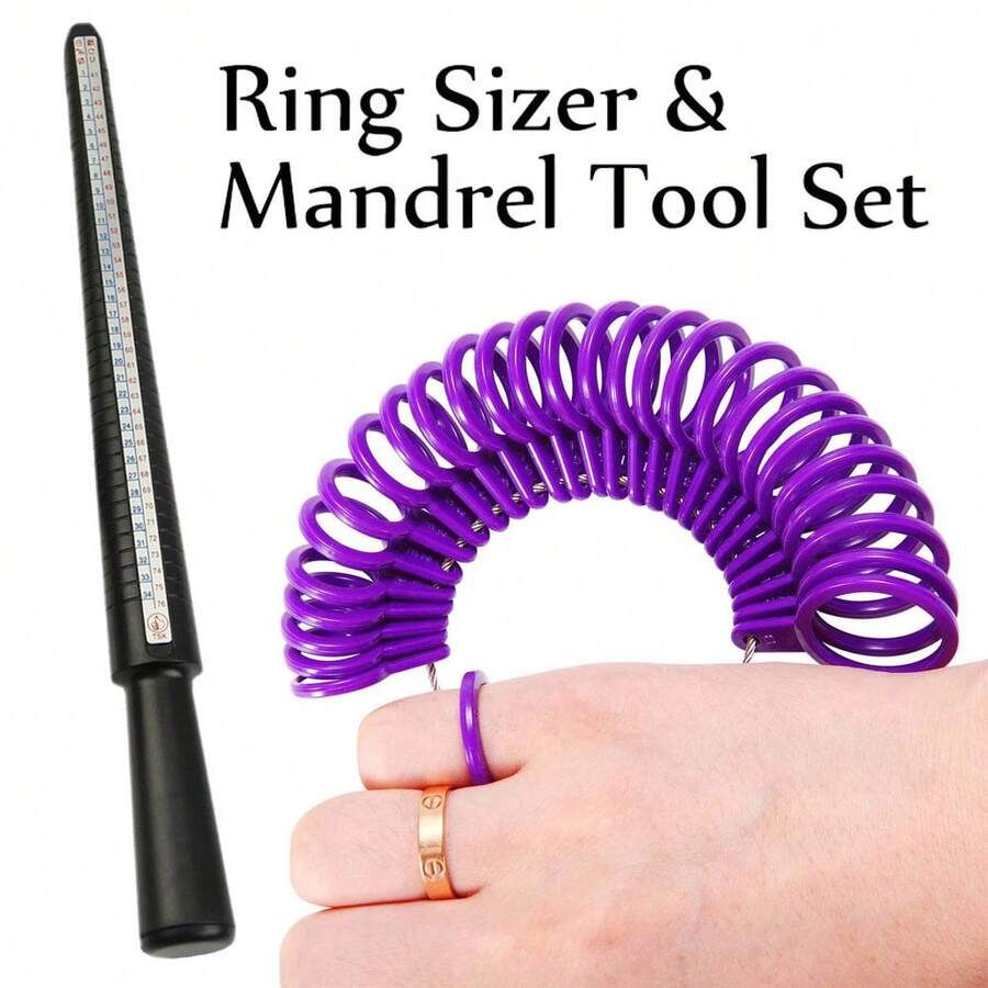 2Set (2pcs/Set)Ring Measurement Tools Sizing Gauges Belt Mandrel Stick Sizer Set Kit UK - Purple - View 1