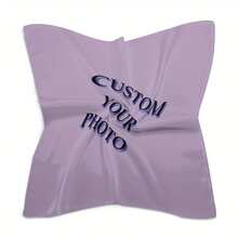 1pc Customized Photo Square Scarf, Women's Decorative Accessory, Customizable Pattern Women's Square Scarf, Fashion Silk Satin Face Headscarf, Neck Scarf, Lightweight And Breathable, Suitable As Handbag Accessory, Women's Handkerchief