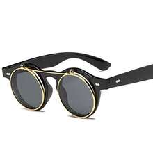 Retro Round Steampunk Sunglasses Women Men Vintage Steam Punk Sun Glasses C6 - como en la foto - Ver 3