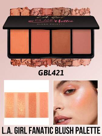  L.A. Girl Fanatic Blush Palette, Long-Lasting Color, Set Of 4 Colors, Shimmering And Matte Colors, Blush And Eyeshadow, Highlighting, Face Contouring, Multifunctional Palette, Multi-Use Color Set, Rich In Shades, Long-Lasting, Saturation, Professional, Blush And Eyeshadow, Suitable For Various Looks, Suitable For Birthday Xmas Gift - Ready Best Color, Perfect For Daily Wear.