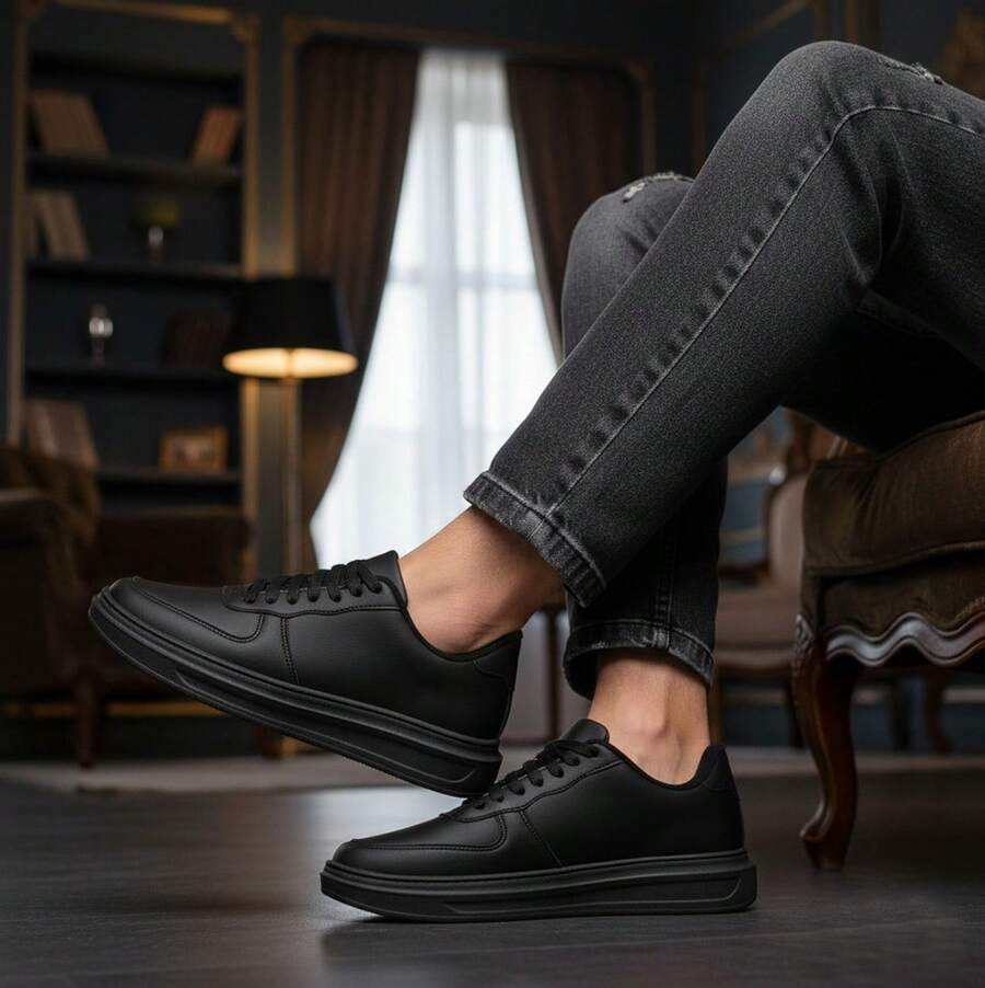 Men's Casual Sneaker Sport Thin, Light And Comfortable, Everyday - 黑銀 - 查看 1