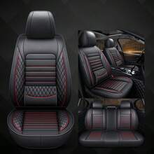 5-Seat Car Seat Covers, Breathable PU Leather With Lumbar Support, 360° Full Wrap Around, Universal For All Seasons