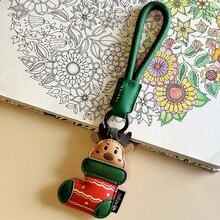 1pc Elegant Christmas Keychain - Santa Claus Or Deer With Green Strap, PU Material Holiday Key Ring, Detachable Bag Charm & Car Keychain For Women/Men - Christmas Gifts, Valentine's Presents - Compatible With Backpacks, Purses, Vehicles, Seasonal Decor, Playful Accessory, Durable Accessory, Festive Keyring, Gift Givers - Multicolor - View 9