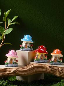 1 pieza Estatua de casa de setas para jardín, decoración de casa de setas para jardín adecuada para césped, balcón, patio y decoración de jardín exterior - Multicolor - Ver 6