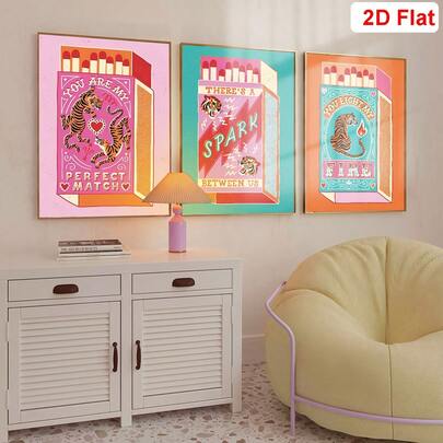 1/3pcs Tiger Die Cast Toy Quote Wall Art Canvas Paintings, Vintage Nordic Poster And Print, Cute Matchbox Wall Art,Modern Living Room Home Decor Wall Picture, Frameless, 30*40/11.8*15.7inch