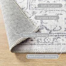 5x7 Washable Boho Neutral Vintage Rustic Earth Tone Area Rug With Rust Terracotta Pattern For Living Room, Dining Room, Bedroom - Light Tan Brown Beige, Modern Farmhouse Style - Slate Gray/Cream - View 2
