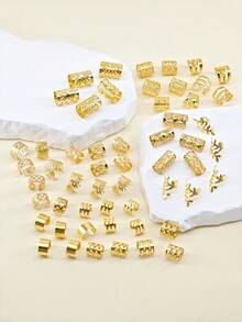 220 pezzi Elegante gioielleria per capelli in lega dorata - Anelli e braccialetti per capelli regolabili con disegni intricati, colore solido - Accessori ispirati al vintage per le acconciature di uomini e donne, come dreadlocks e trecce, calze natalizie, regali di Natale, regali per le donne, accessori per capelli, accessori da donna, regali di Natale per adulti, accessori per capelli, idee regalo per le donne, accessori per capelli di Natale