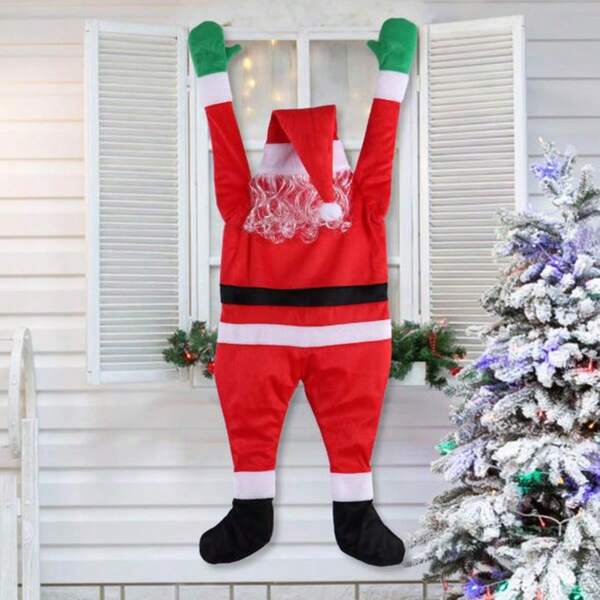 1pc Large Santa Claus Climbing Wall Funny Hanging Decor, Christmas Decoration For Outdoor, Rooftop, Entryway, Car, Christmas Ornament, Creates New Year Atmosphere