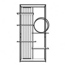 100 x 30 x 180 cm Metallregal im modernen Stil, solides Stahlrohr, geometrische Struktur, mehrstufiges Design, runde Dekoration, geeignet für die Inneneinrichtung, weiß + schwarz