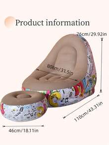 1pc Inflatable Sofa, Inflatable Camping Chair, Inflatable Slouchy Sofa, Inflatable Chair, Foldable Portable Inflatable Chair, Suitable For Living Room, Bedroom, Reading Room, Bedroom, Balcony, Outdoor Camping, Easy To Store And Carry, Leisure And Entertainment, Dorm, Backrest Chair - Multicolor - View 7