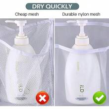 Mesh Shower Caddy Hanging For Cruise RV Camper Bathroom, Different Pockets Mesh Shower Organizer Travel With Over Door Hooks And Shower Curtain Hooks - 白色 - 查看 4