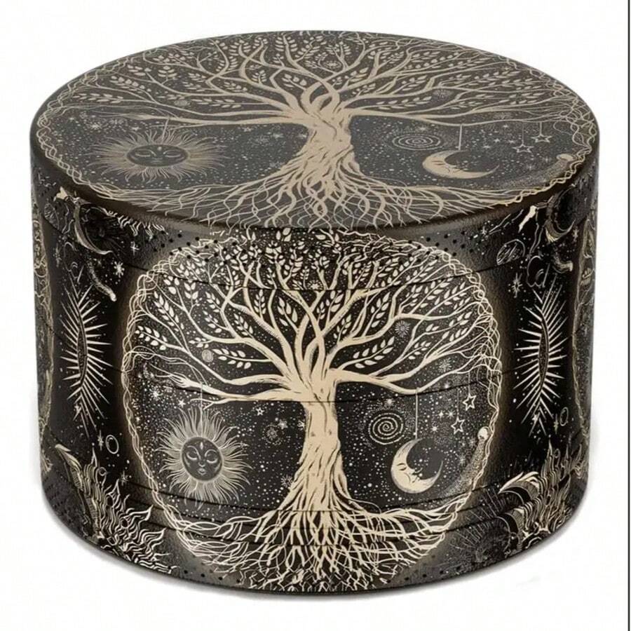 Large Grinder 2.5 Inch Black Boho Aesthetic Gold Tree Of Life Grinder (GOLD) - Gold - View 1